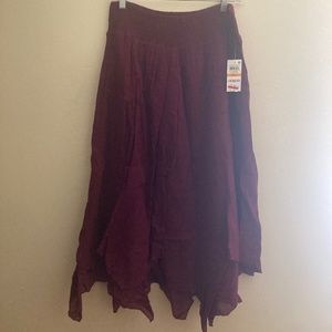 NWT Style & Co Maroon Wine Colored Handkerchief Skirt - Size S but stretchy